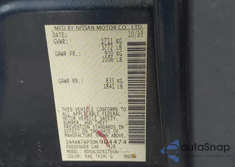 2013 Nissan Sentra Sv from USA, damaged, VIN 1N4AB7AP3DN904474